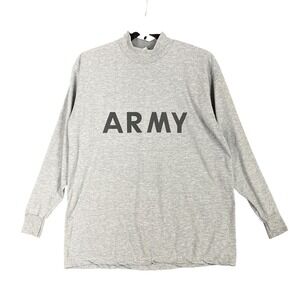 Vintage Army Mens L Gray PFU Physical Fitness Uniform Long Sleeve Military Shirt